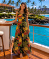 Pineapples Long Maxi Cocktail Vintage Black Hawaiian Dress