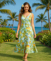 Pahoa Birds of Paradise Cocktail Maxi Dress Sky Blue