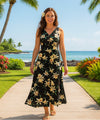Kilauea Orchid Black Cocktail Maxi Dress Black