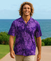 Monstera Cotton Men's Aloha Shirt Purple