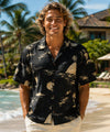 Rayon Diamond Head Volcano Hawaiian Shirt Black