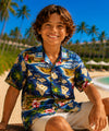 Dimond Head Cotton Boys Aloha Shirt Royal Navy