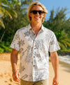 Aloha Button Up Dress Hawaiian Ukuleles Shirt White