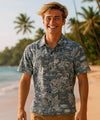 Love Shack Button-Up Dress Hawaiian Shirt Navy