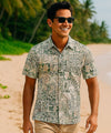 Tapa Hawaiian Honu Fit Aloha Dress Shirt Green