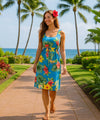 Ailani Short Adjustable Waist Hawaiian Dress Blue