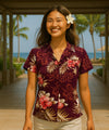 Birds of Paradise Women Hawaiian Shirt Purple