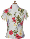 Fitted Hawaiian Blouse Haiku Aloha Cream