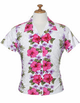 Fitted Women Summer Shirt Big Island White