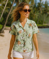 Fitted Pineapples Women Hawaiian Shirt Green