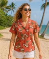 Fitted Pineapples Women Hawaiian Shirt Rust
