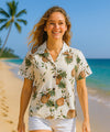 Fitted Pineapples Women Hawaiian Shirt White