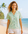 Kohala Forest Women Hawaiian Blouse Aqua