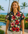Big Island Summer Shirt for Women Fitted Black