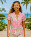 Women Hawaiian Shirt Malana Orchids Pink