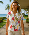 Fitted Hawaiian Blouse Haiku Aloha Cream Cream