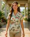 Kahuku Fitted Cotton Hawaiian Blouse Sage