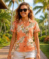 Lanai Fitted Floral Cotton Blouse for Women Peach