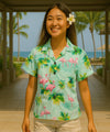 Flamingos Women Aloha Fitted Blouse Light Blue