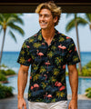 Flamingos Cotton Aloha Friday Shirt Black