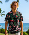 Flamingos Cotton Hawaiian Shirts Black