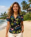 Flamingos Women Aloha Fitted Blouse Black
