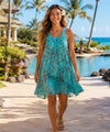 Float Short Tropical Pull Over Hawaiian Dress Aqua