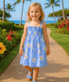 Plumeria Smock Tube Top Girls Dress Blue