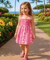 Plumeria Smock Tube Top Girls Dress Pink