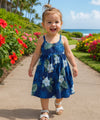 Kailua Girls Spaghetti Straps Flower Dress Navy