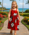 Kailua Girls Spaghetti Straps Flower Dress Red