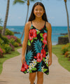 Flower Girls Dress V-Neck Hawaiian Style Black