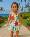 Flower Girls Dress V-Neck Hawaiian Style White