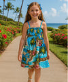 Lani Girls Tube Top Smock Hawaiian Dress Turquoise