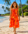 Girls Orchids Smock Top Flower Dress Orange