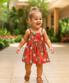 Flirty Girls Cotton Pineapples Sundress Rust