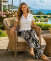 Full Length Pantleg Tribal Cotton Mid Rise Palazo Pants Black