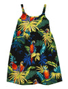 Girls Elastic Straps Parrots Black Sundress