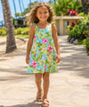 Girls V-Neck Flared Rayon Tank Dress Blue