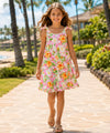 Girls V-Neck Flared Rayon Tank Dress Pink