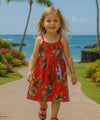 Parrots Cotton Girls Hawaiian Sundress Red