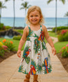 Parrots Cotton Girls Hawaiian Sundress White