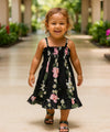 Ruffle Girls Spaghetti Smock Hawaiian Dress Black
