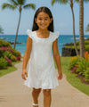 Honolulu Girls Flower Hawaiian White Dress White