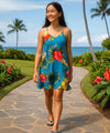 Alohilani V-Neck Girls Dress with Scarf Hem Shakespeare
