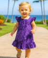 Akela Girls Dress Hawaiian with Cap Sleeves Purple