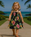 Mahina Girls Smock Hawaiian Dress Black