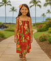 Miliani Girls Flower Smock Top Dress Red