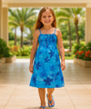 Girls Orchids Smock Top Flower Dress Blue