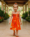 Girls Orchids Smock Top Flower Dress Orange